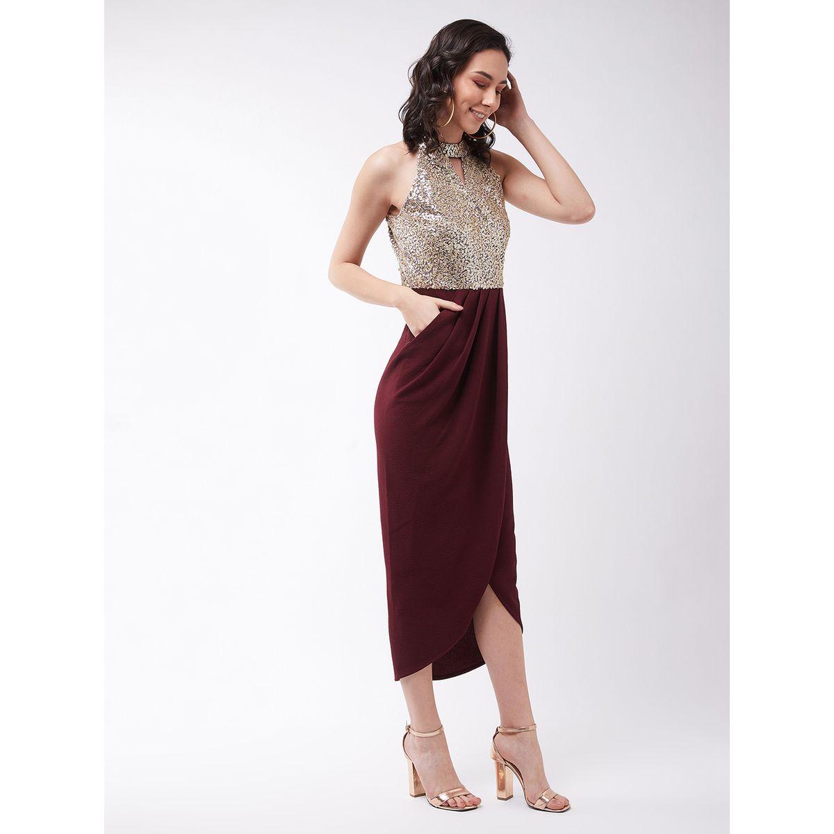 فستان ميدي بياقة هولتر ونمط لف ميس تشيس × ستايلي-women-clothing-dresses-image-2