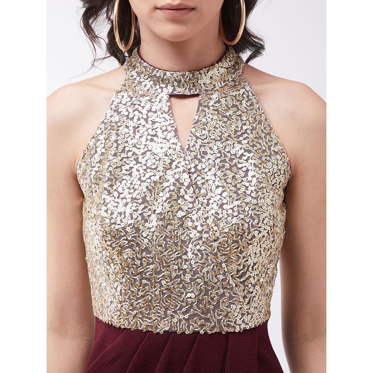 Miss Chase X Styli  Sequin Detail Halter Neck Wrap Midi Dress-women-clothing-dresses-image-3