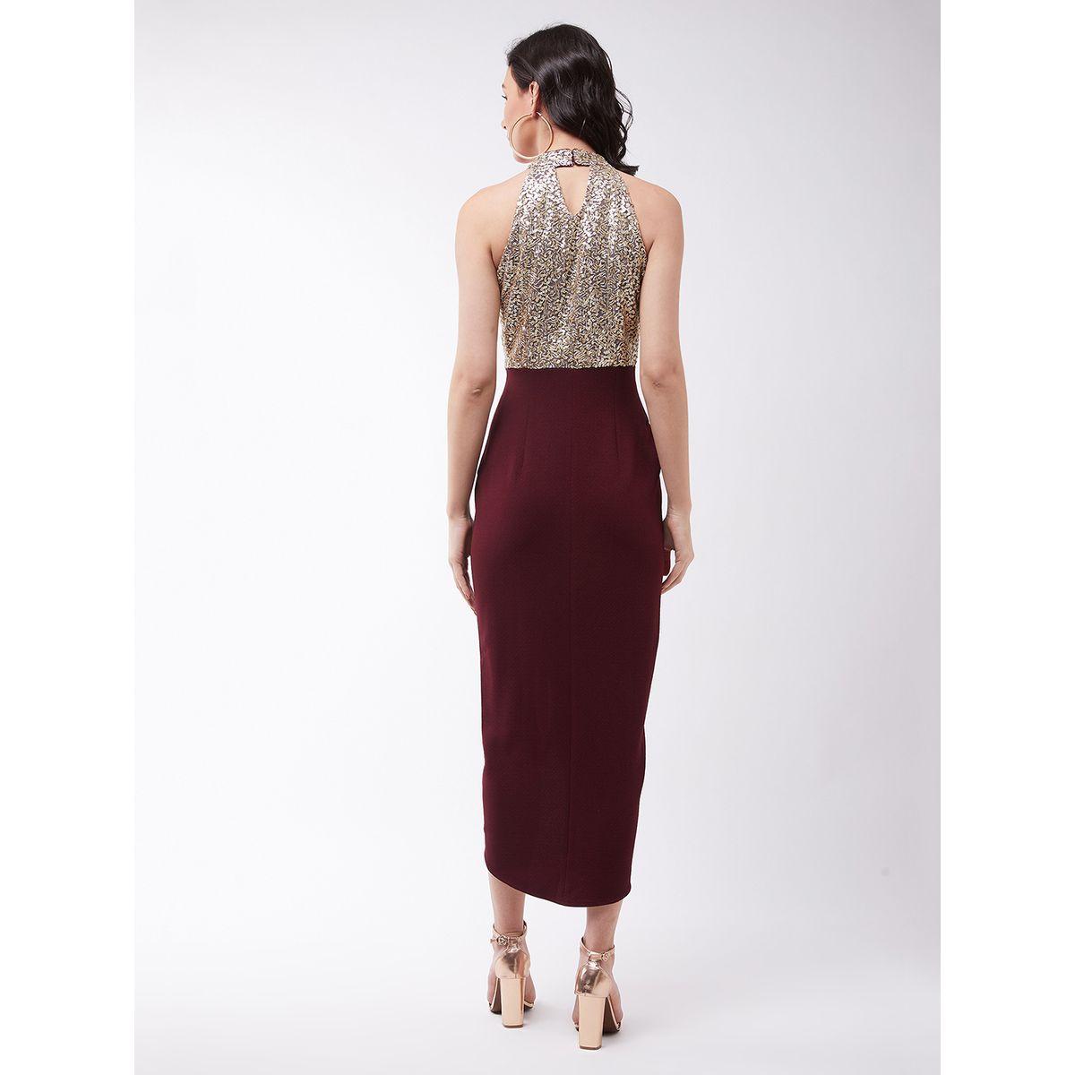 Miss Chase X Styli  Sequin Detail Halter Neck Wrap Midi Dress-women-clothing-dresses-image-4