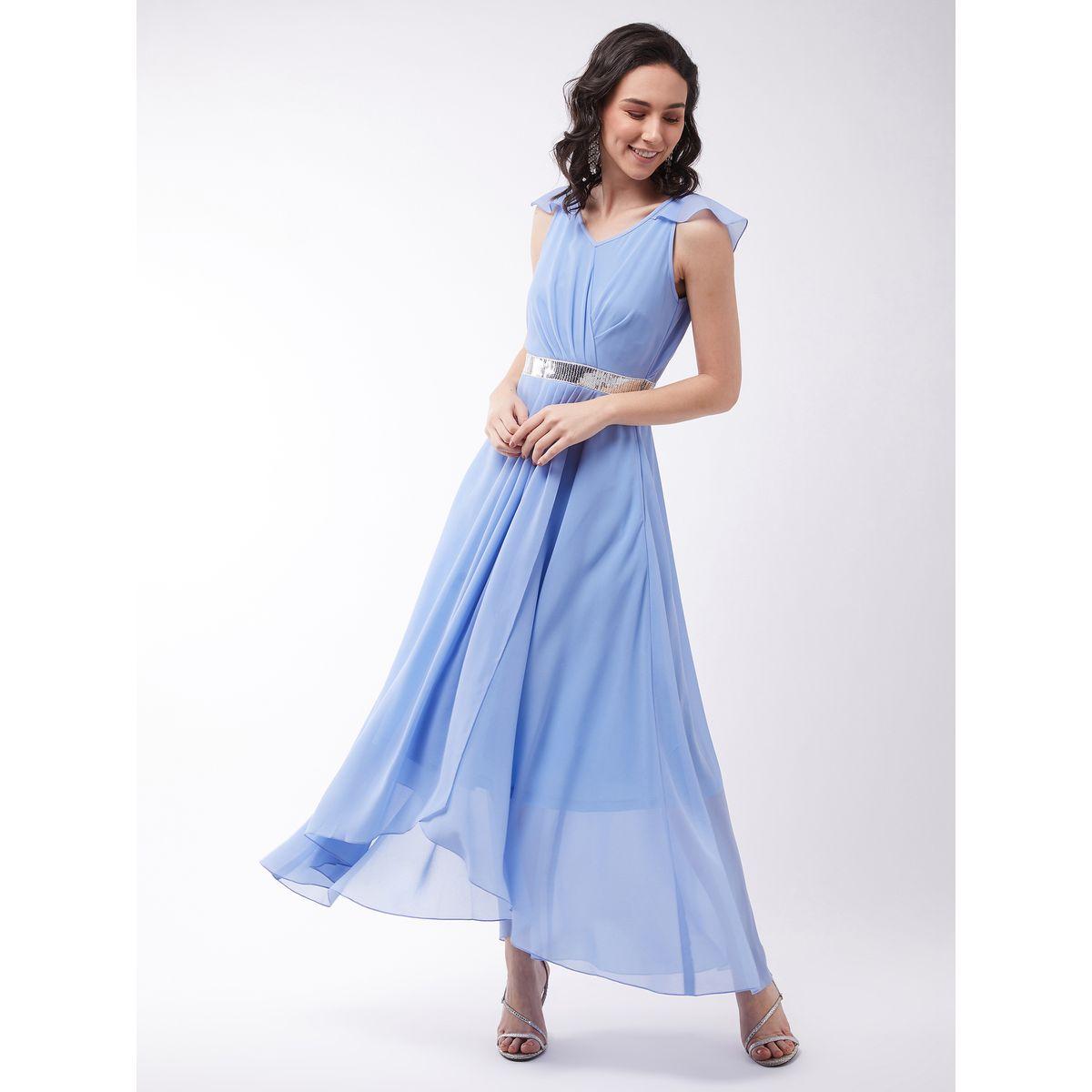 فستان طويل بخصر منمق وتفاصيل كشكش ميس تشيس × ستايلي-women-clothing-dresses-image-1