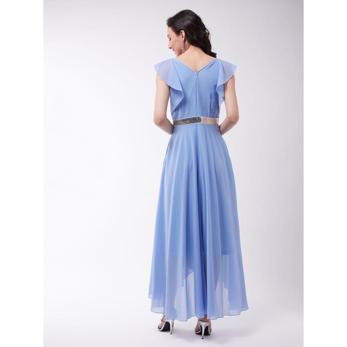 Miss Chase X Styli  Embellished Waist Ruffle Sleeves A-Line Maxi Dress-women-clothing-dresses-image-3