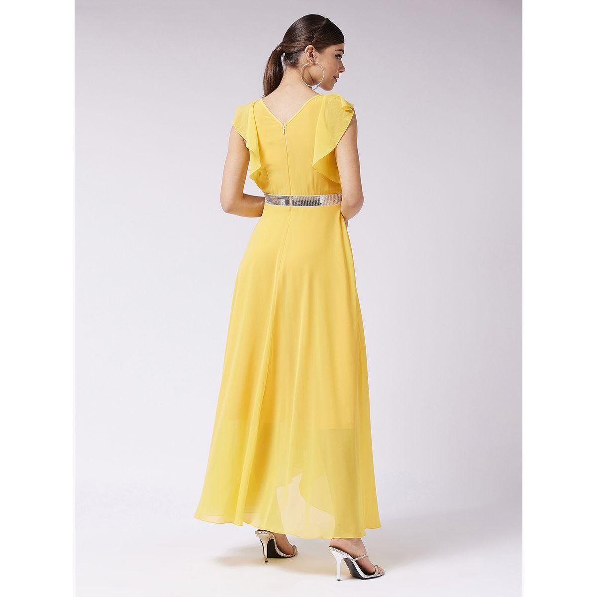 Miss Chase X Styli  Embellished Waist Ruffle Sleeves A-Line Maxi Dress-women-clothing-dresses-image-3