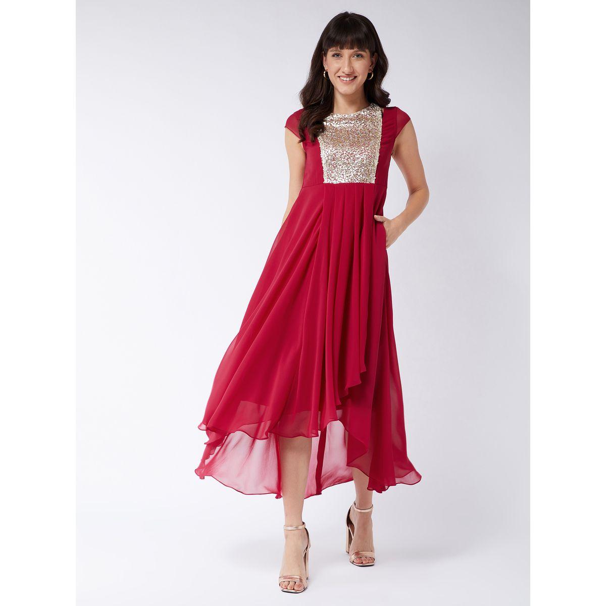 Miss Chase X Styli  Embellished Neck Box Pleated A-Line Midi Dress-women-clothing-dresses-image-1