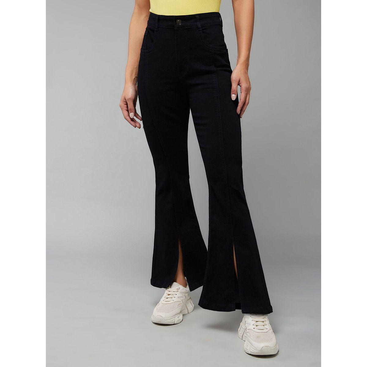 Miss Chase X Styli  Solid High Rise Front Slit Bootcut Jeans-women-clothing-bottoms-jeans-image-1