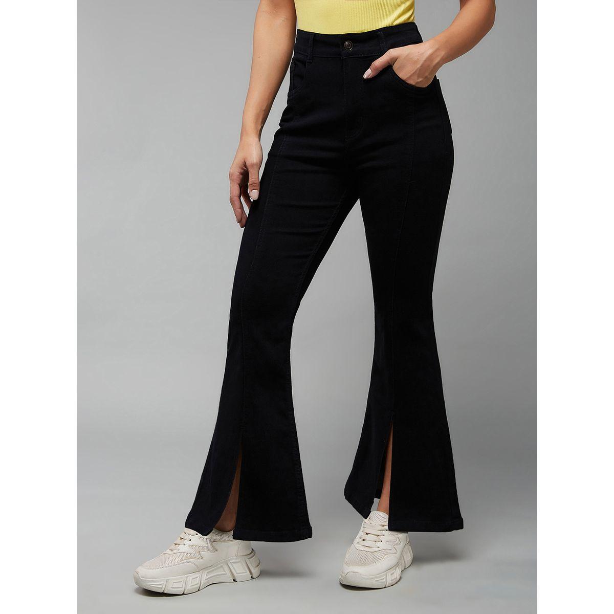 Miss Chase X Styli  Solid High Rise Front Slit Bootcut Jeans-women-clothing-bottoms-jeans-image-2