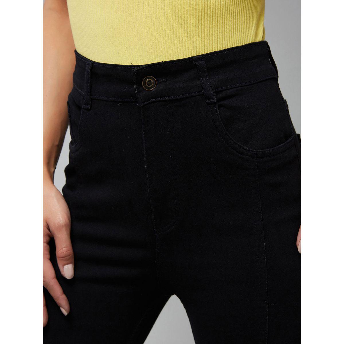 Miss Chase X Styli  Solid High Rise Front Slit Bootcut Jeans-women-clothing-bottoms-jeans-image-3