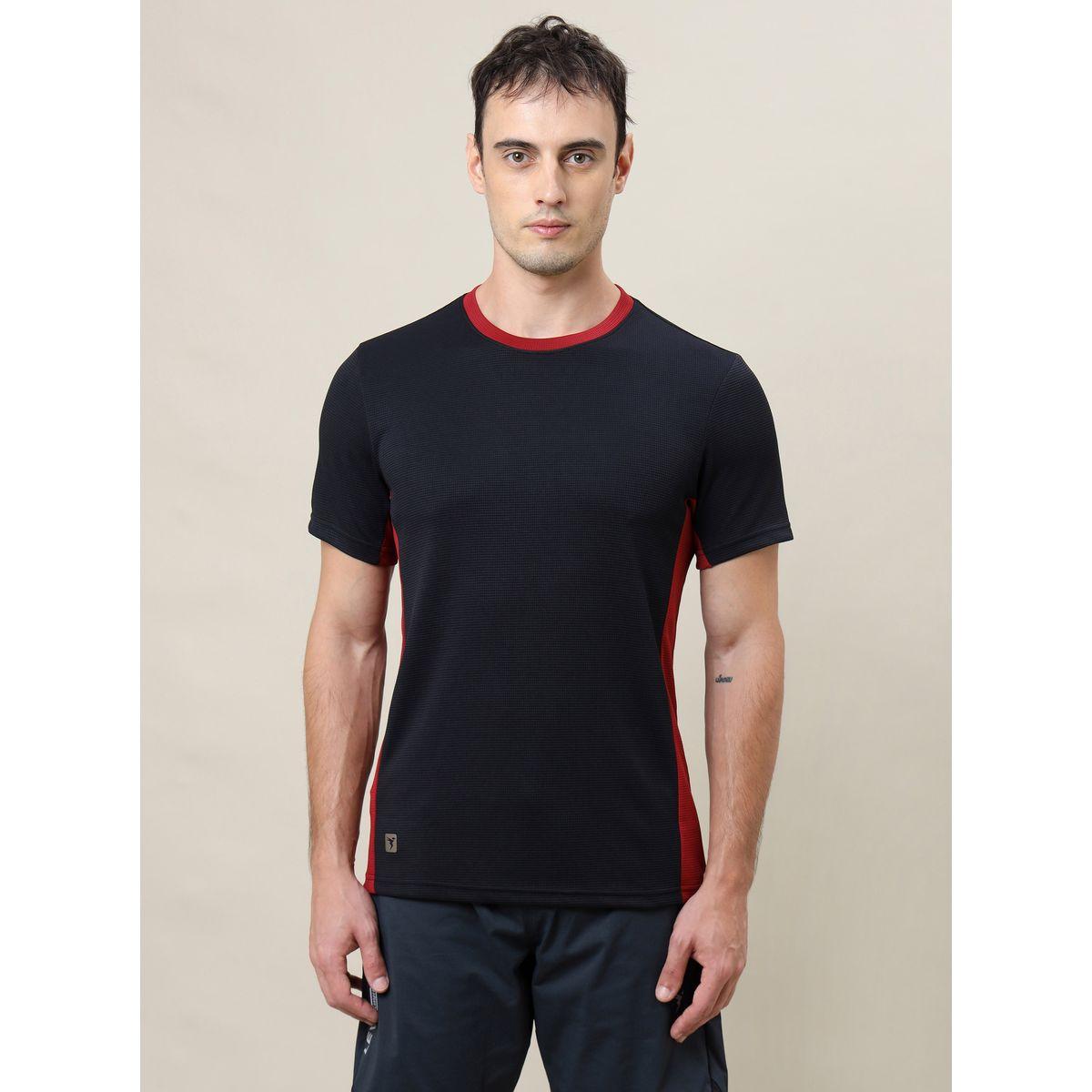 Technosport Panelled Slim Fit T-Shirt with Short Sleeves-men-clothing-sportswearandactivewear-tshirtsandpolos-image-1