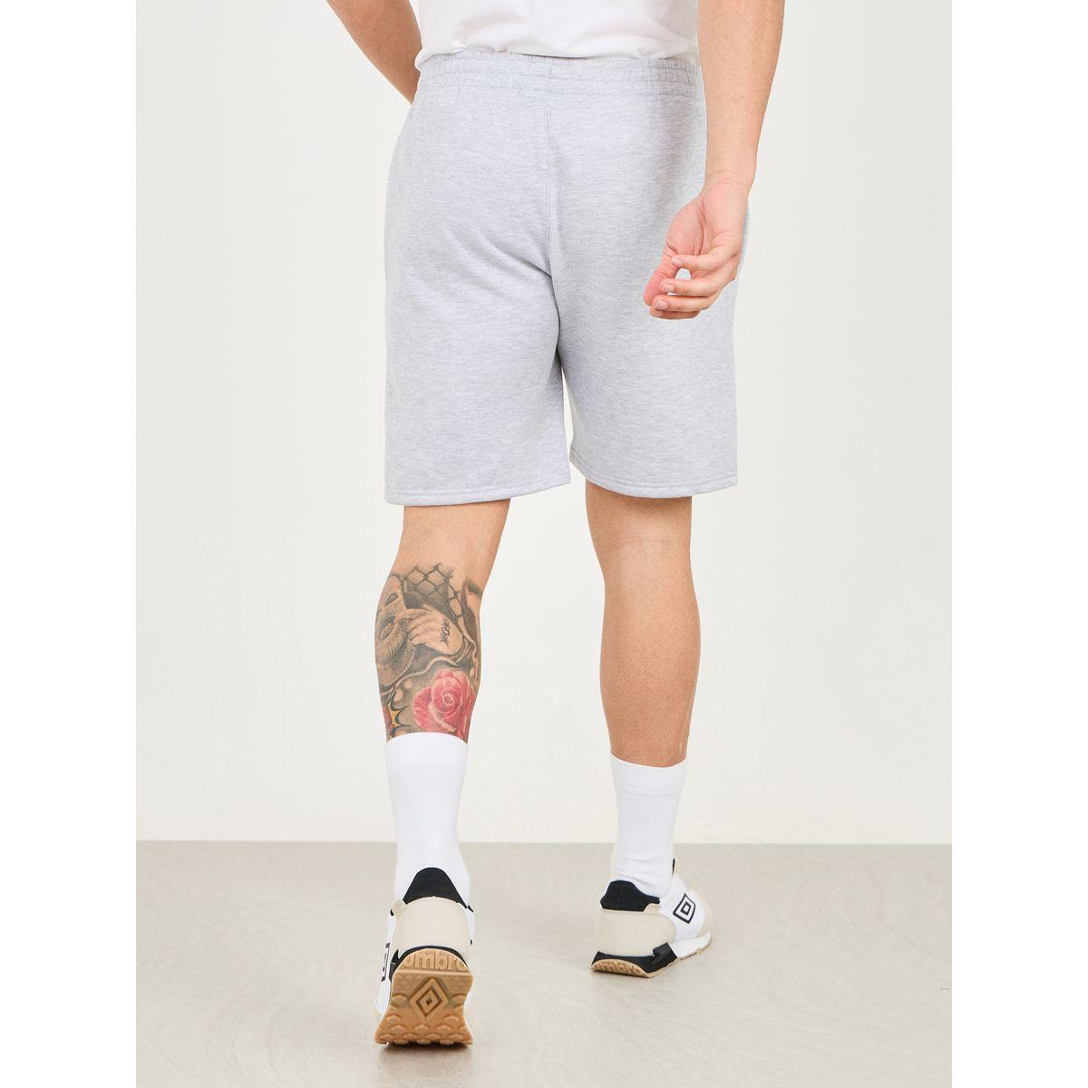 شورت فليس بتفاصيل ميلانج وطبعة شعار الماركة-men-clothing-sportswearandactivewear-bottoms-image-4