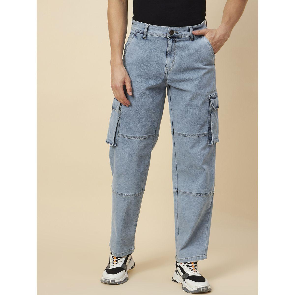 جينز كارجو بخصر متوسط وتفاصيل مشطوفة هاي ستار × ستايلي-men-clothing-bottoms-jeans-image-1