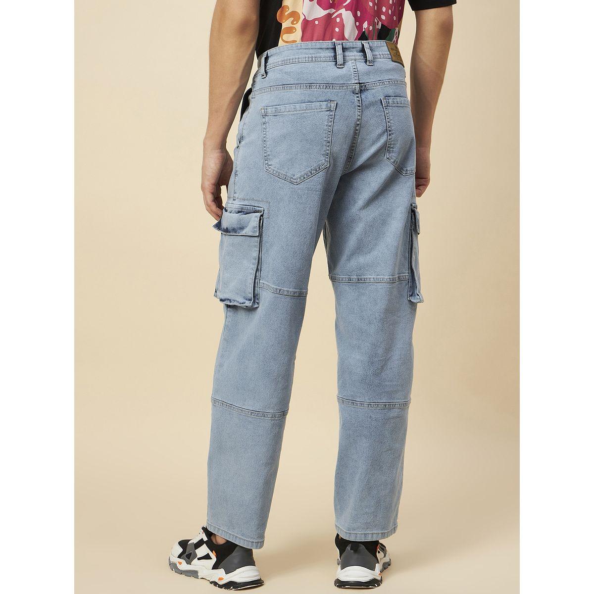 جينز كارجو بخصر متوسط وتفاصيل مشطوفة هاي ستار × ستايلي-men-clothing-bottoms-jeans-image-2