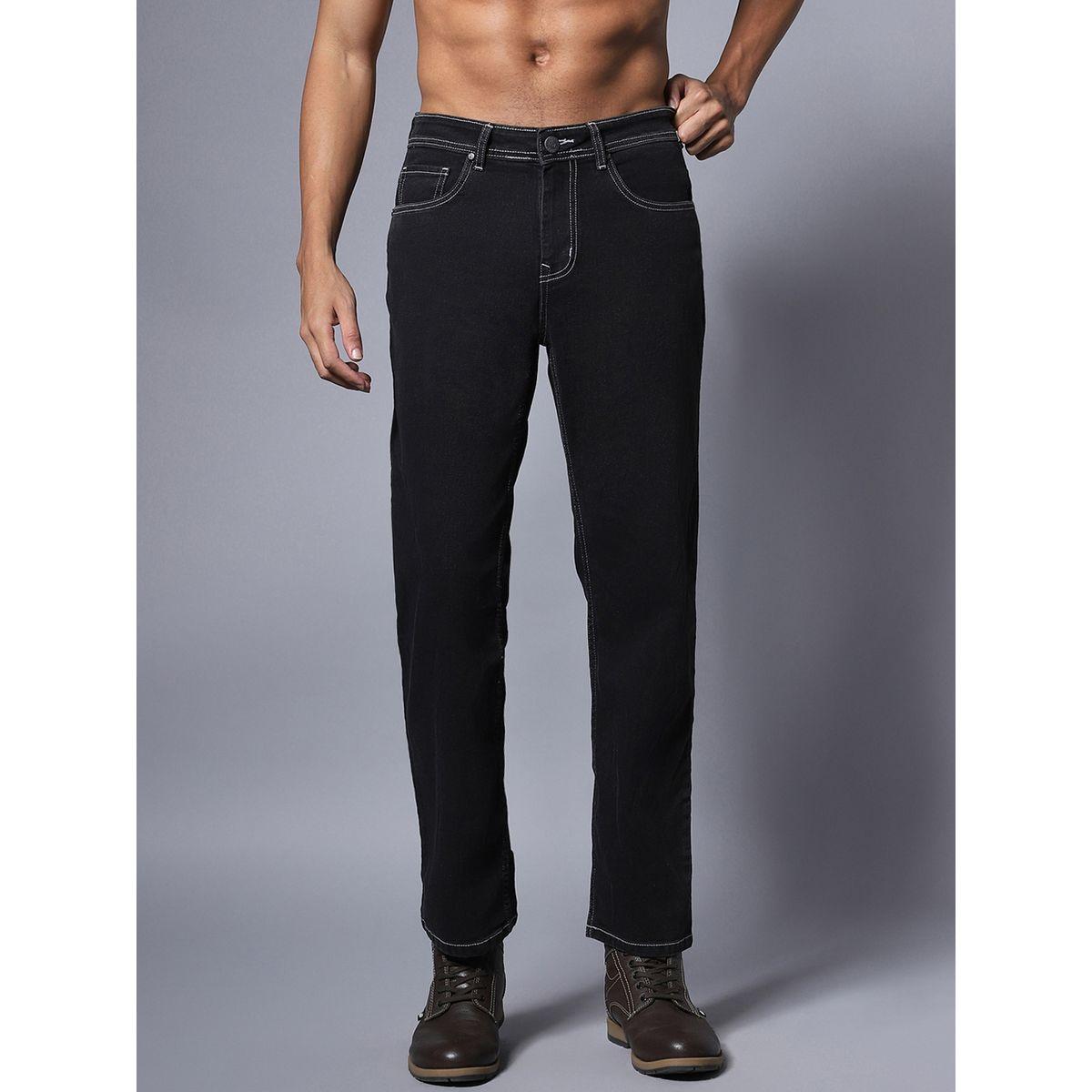جينز سادة بقصة مريحة وخصر متوسط هاي ستار × ستايلي-men-clothing-bottoms-jeans-image-1