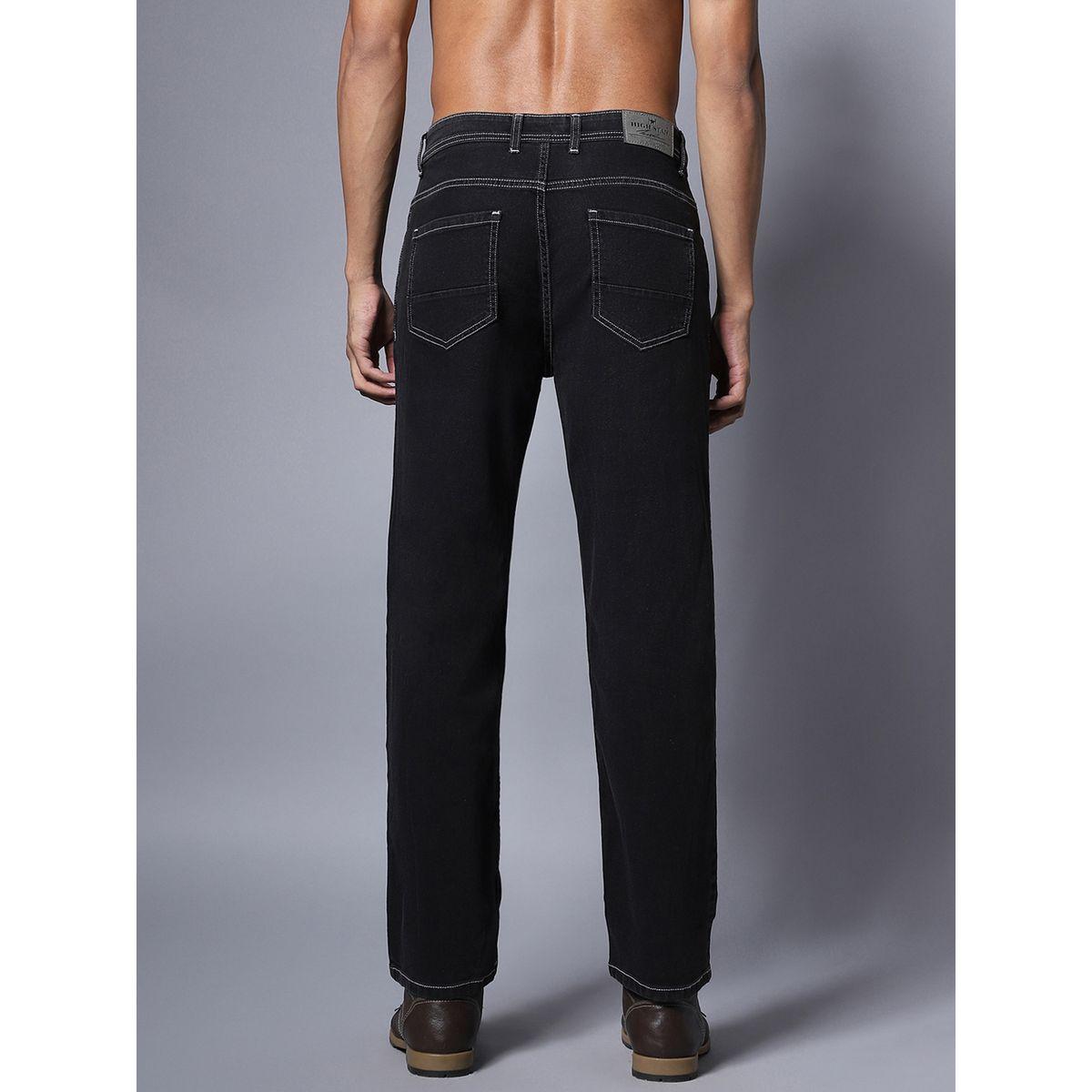 جينز سادة بقصة مريحة وخصر متوسط هاي ستار × ستايلي-men-clothing-bottoms-jeans-image-2