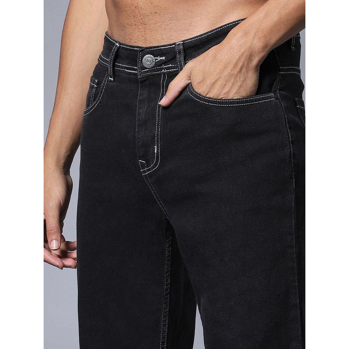 جينز سادة بقصة مريحة وخصر متوسط هاي ستار × ستايلي-men-clothing-bottoms-jeans-image-3