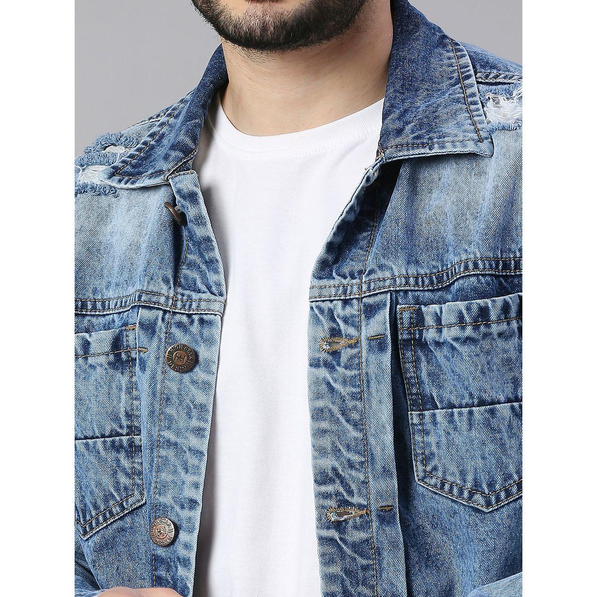 High Star Light Distressed Mid Wash Denim Jacket with Pockets-men-clothing-jacketsandblazers-jackets-image-2