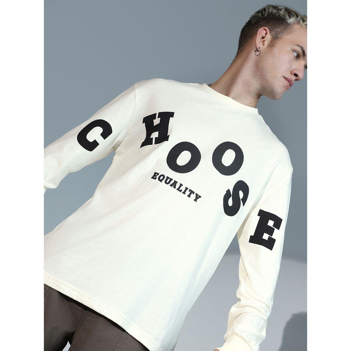تيشيرت قطن بقصة مريحة مع طبعة كتابة هابر هولم × ستايلي-men-clothing-tshirtsandpolos-tshirts-image-2