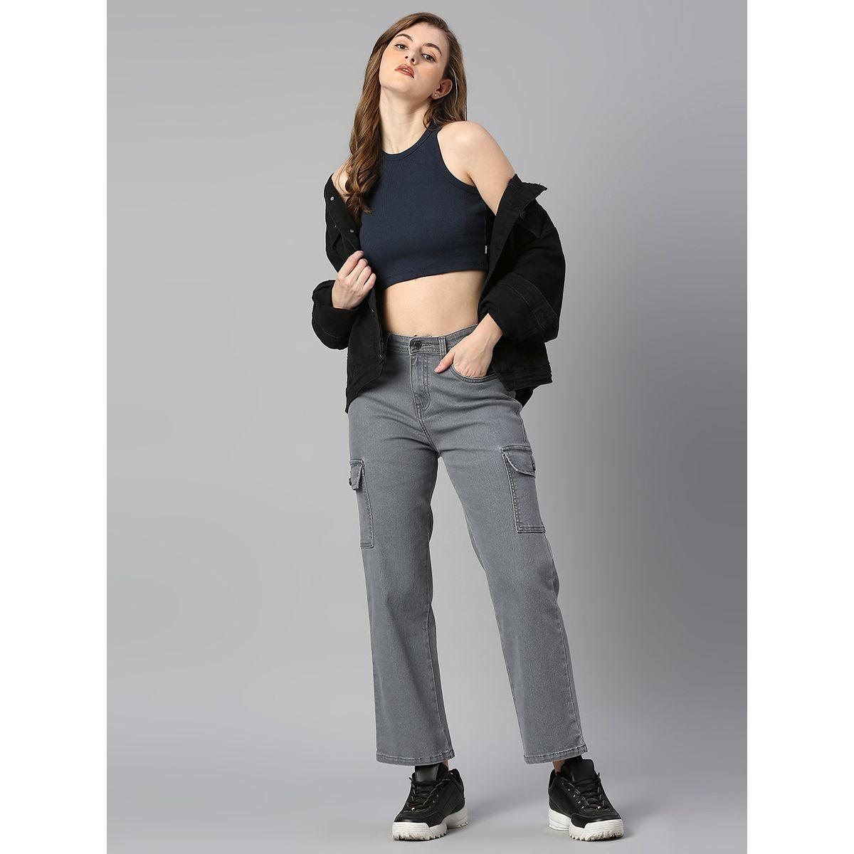 جينز بقصة ارجل مستقيمة مع تفاصيل جيوب هاي ستار × ستايلي-women-clothing-bottoms-jeans-image-1