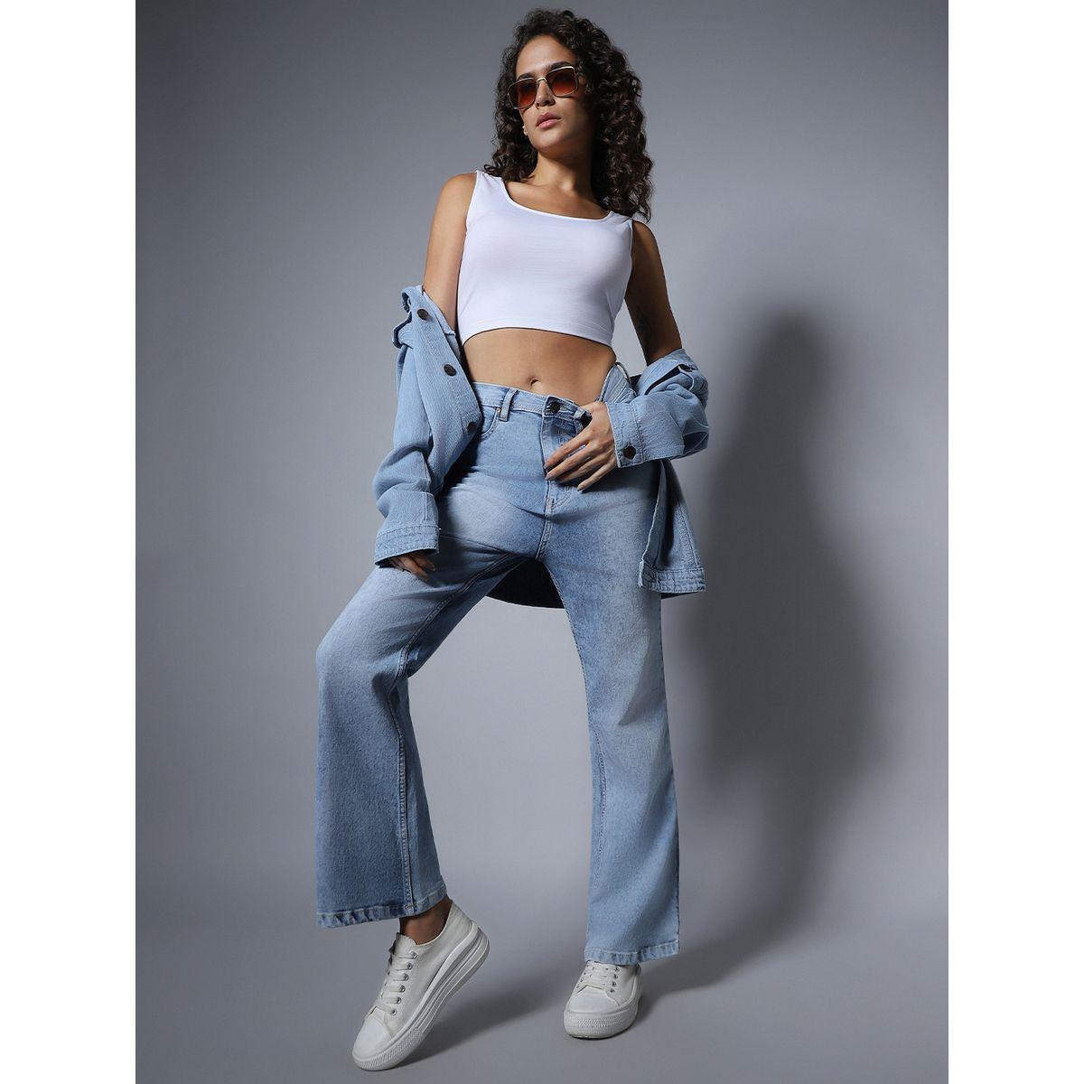 جينز بارجل واسعة وتفاصيل مشطوقة هاي ستار × ستايلي-women-clothing-bottoms-jeans-image-1