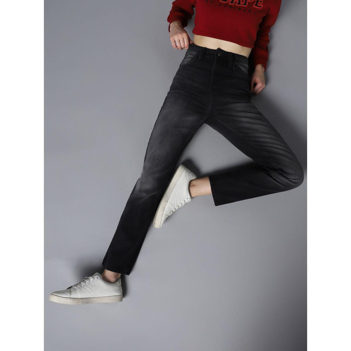 جينز بقصة مستقيمة وخصر عالي هاي ستار × ستايلي-women-clothing-bottoms-jeans-image-4