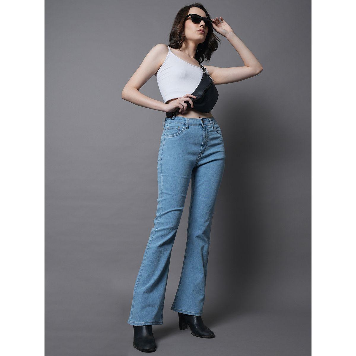 جينز بوت كات مع خصر عالي وجيوب هاي ستار × ستايلي-women-clothing-bottoms-jeans-image-1