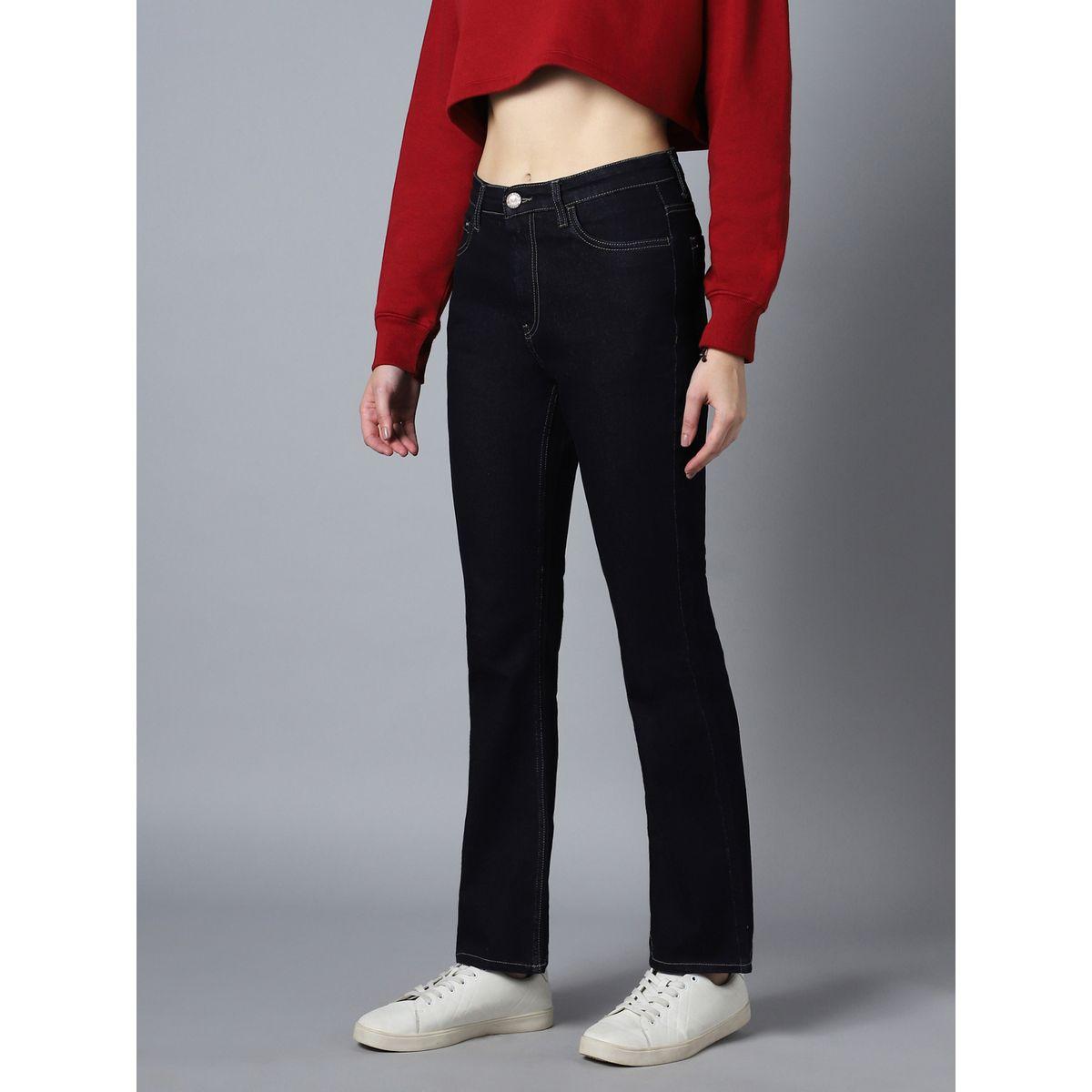 جينز بقصة بوت كات قابل للتمدد هاي ستار × ستايلي-women-clothing-bottoms-jeans-image-3