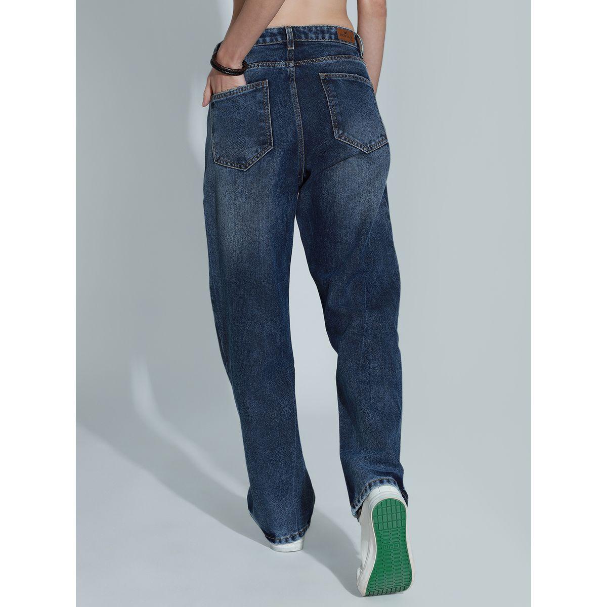 جينز بقصة مريحة وخصر متوسط مع جيوب هاي ستار × ستايلي-women-clothing-bottoms-jeans-image-3