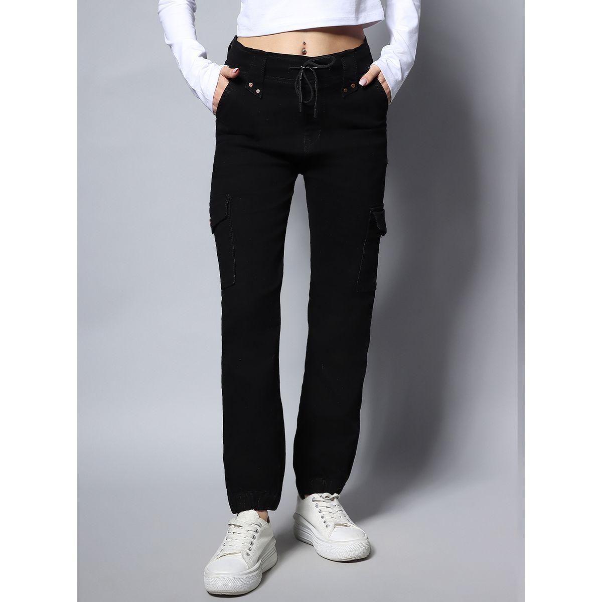High Star X Styli  Solid Mid Rise Jeans with Drawstring Closure-women-clothing-bottoms-jeans-image-1