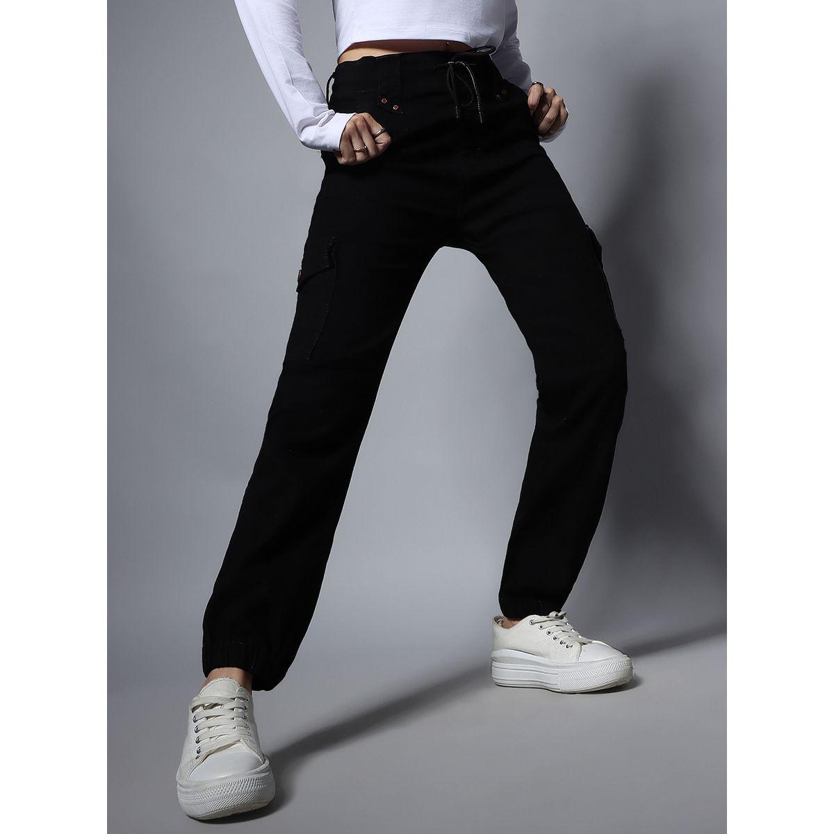 High Star X Styli  Solid Mid Rise Jeans with Drawstring Closure-women-clothing-bottoms-jeans-image-3