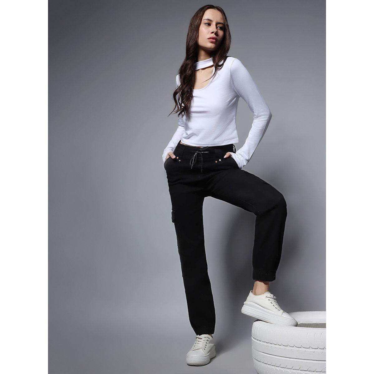 جينز سادة بخصر متوسط مع اربطة هاي ستار × ستايلي-women-clothing-bottoms-jeans-image-4