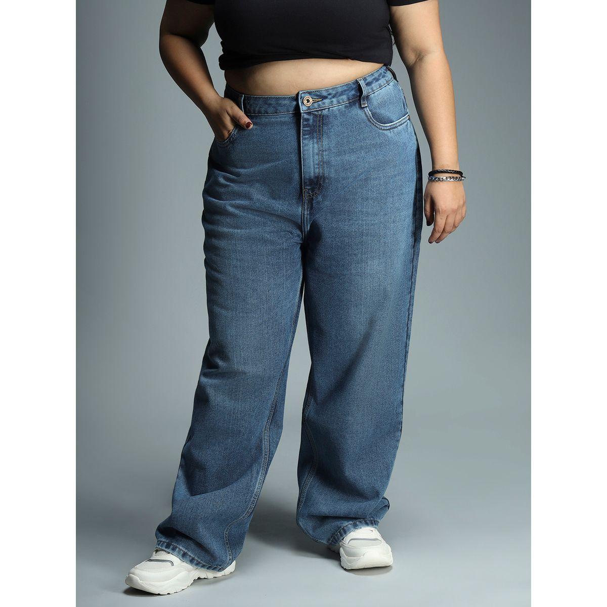 جينز بقصة مريحة وتفاصيل مشطوفة هاي ستار × ستايلي-women-clothing-bottoms-jeans-image-2