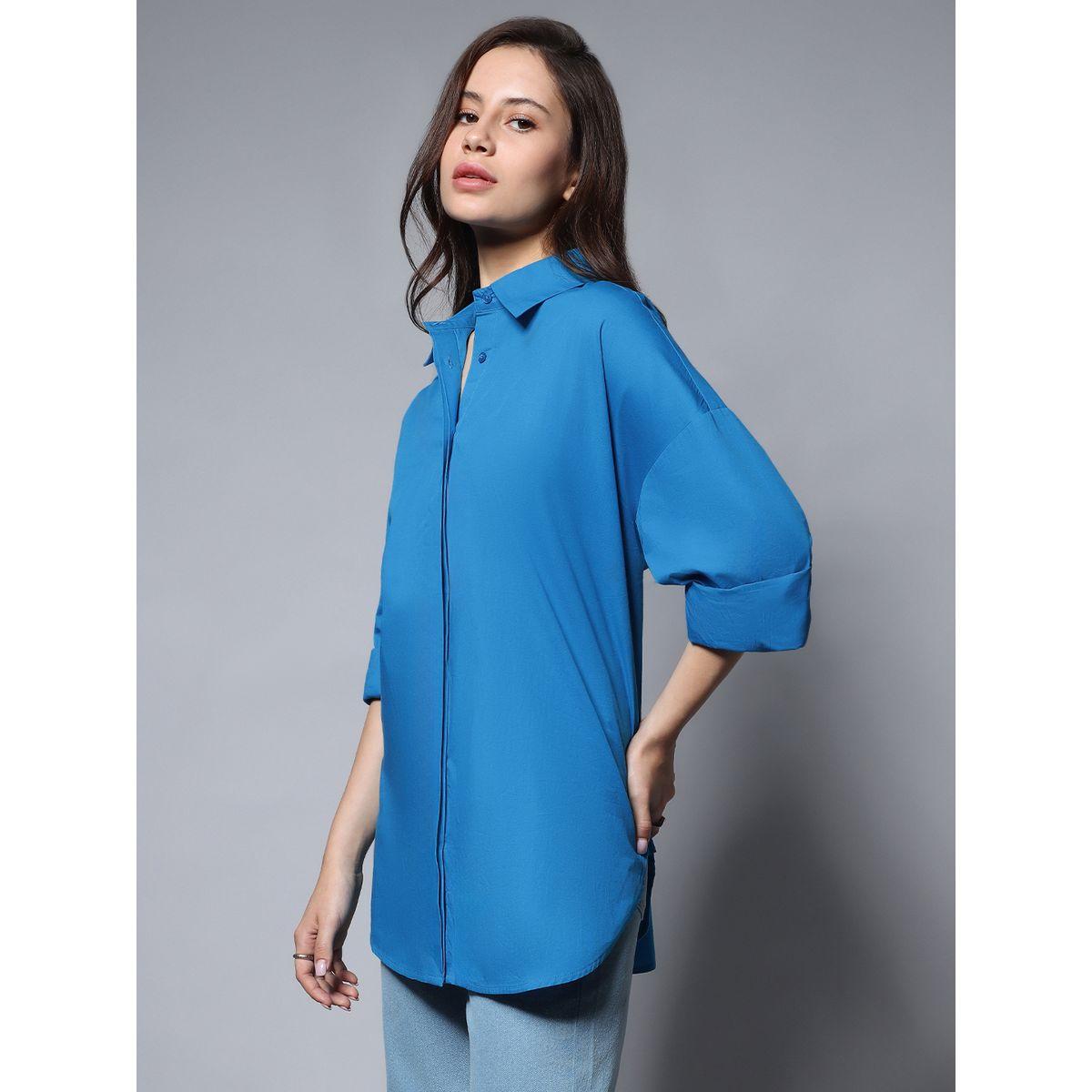 High Star Oversized Solid Longline Shirt with Long Sleeves-women-clothing-shirtsandblouses-shirts-image-3