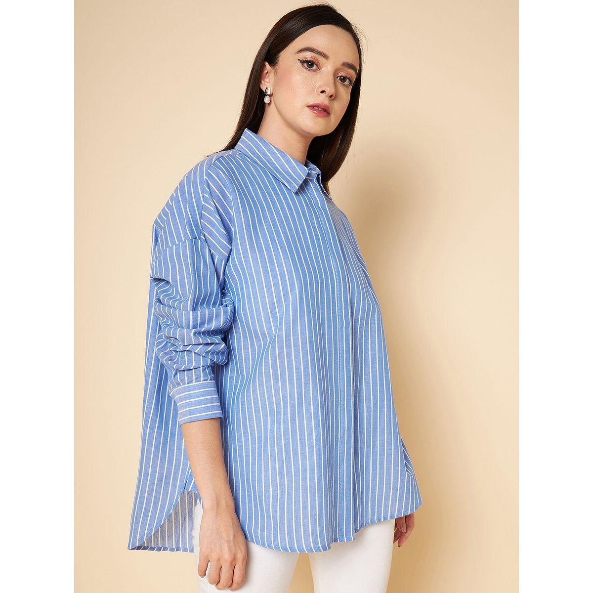 High Star X Styli  Oversized Striped Drop Shoulder Shirt-women-clothing-shirtsandblouses-shirts-image-3
