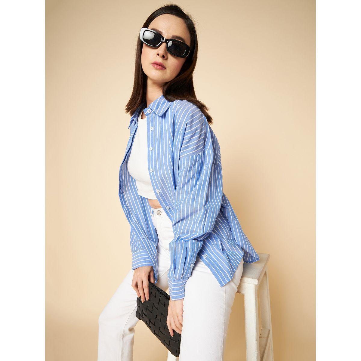 High Star X Styli  Oversized Striped Drop Shoulder Shirt-women-clothing-shirtsandblouses-shirts-image-5