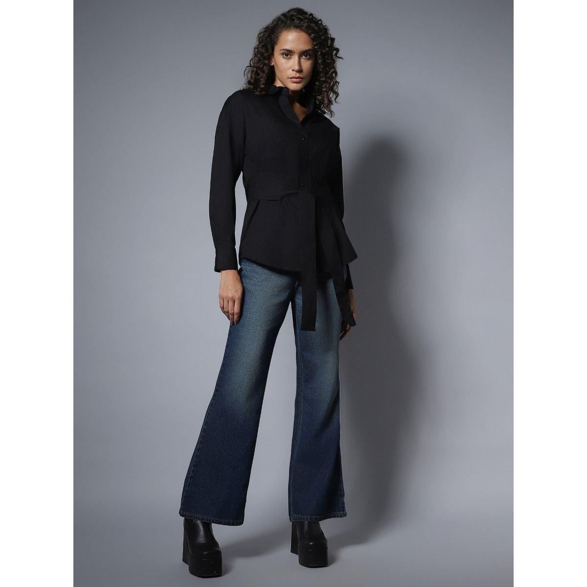 بلوزة بوكسي سادة برباط خصر هاي ستار × ستايلي-women-clothing-shirtsandblouses-shirts-image-4