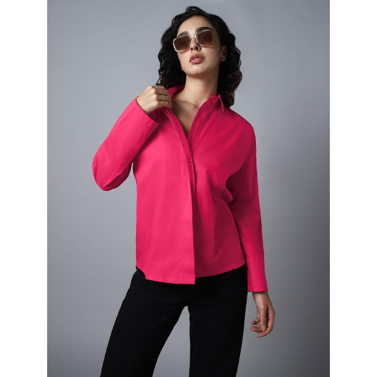 بلوزة سادة بقصة عادية وازرار مخفية-women-clothing-shirtsandblouses-shirts-image-1
