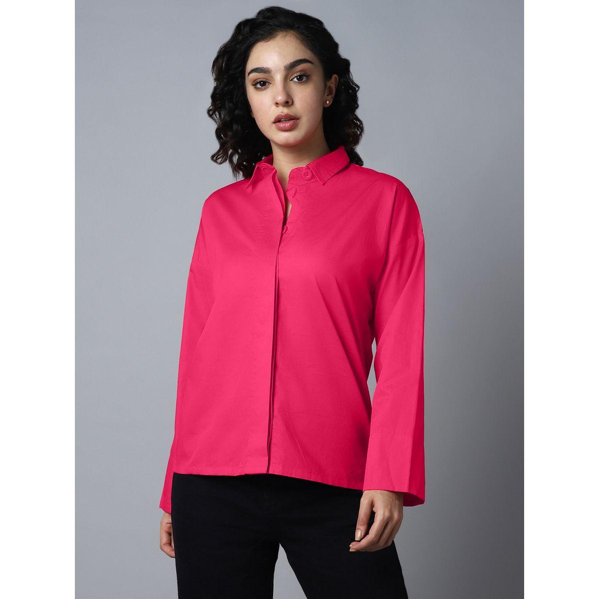 High Star Solid Concealed Placket Regular Fit Shirt-women-clothing-shirtsandblouses-shirts-image-2
