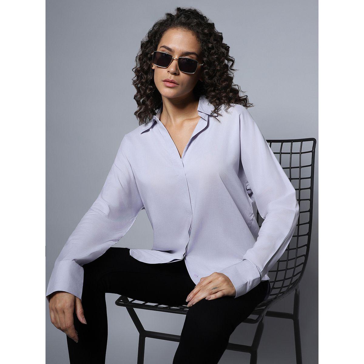High Star X Styli  Solid Concealed Placket Shirt with Long Sleeves-women-clothing-shirtsandblouses-shirts-image-1