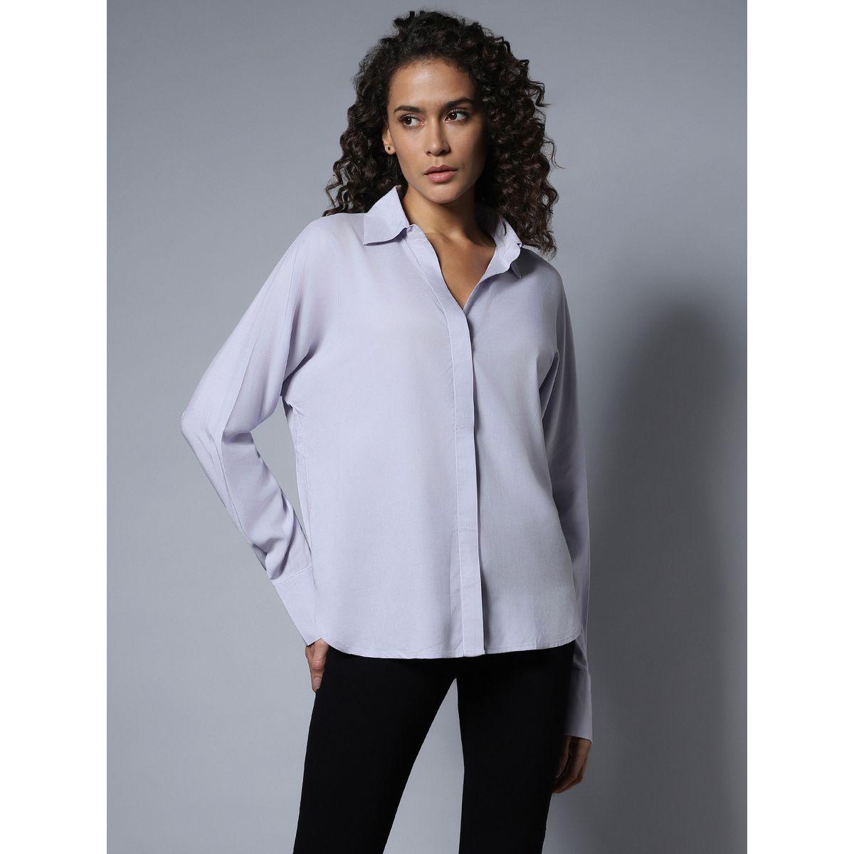 بلوزة سادة واسعة باكمام طويلة هاي ستار × ستايلي-women-clothing-shirtsandblouses-shirts-image-2