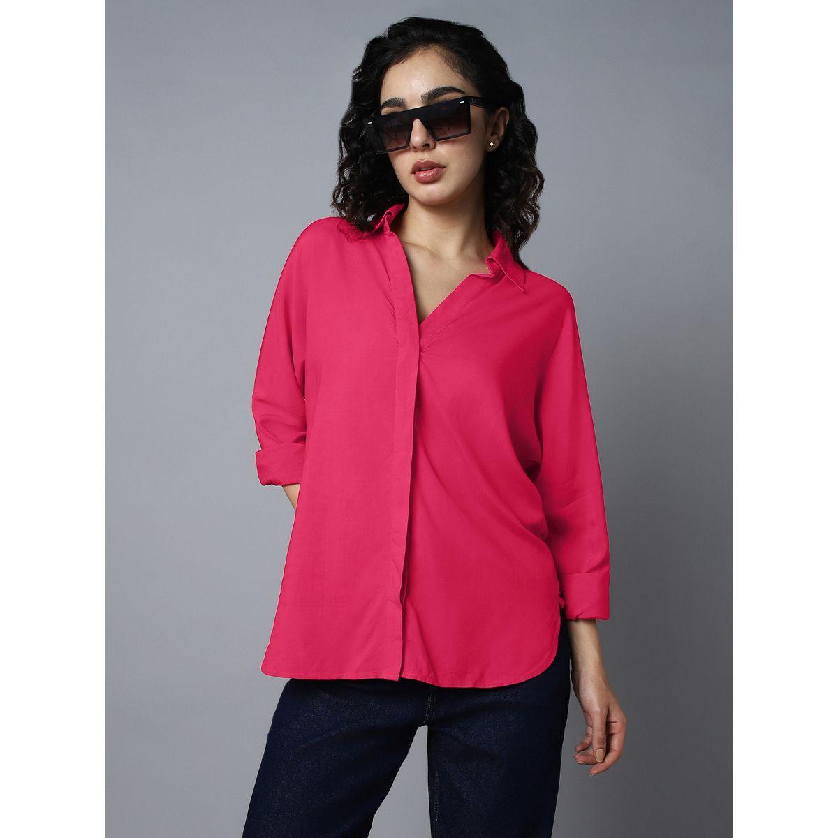 High Star Oversized Concealed Placket Curved Hem Shirt-women-clothing-shirtsandblouses-shirts-image-3