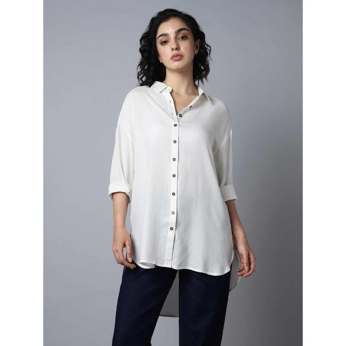 بلوزة واسعة بحواف غير متماثلة الطول هاي ستار × ستايلي-women-clothing-shirtsandblouses-shirts-image-2