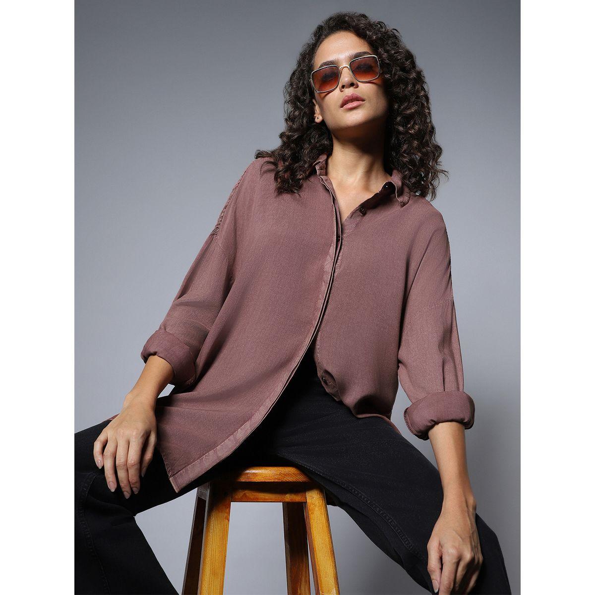 High Star X Styli  Oversized Placket Longline Shirt with Long Sleeves-women-clothing-shirtsandblouses-shirts-image-1
