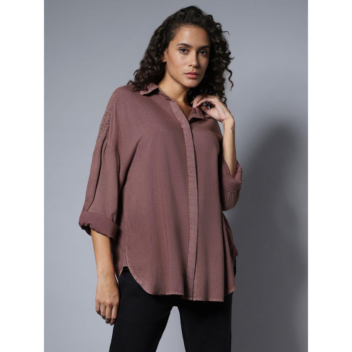 High Star X Styli  Oversized Placket Longline Shirt with Long Sleeves-women-clothing-shirtsandblouses-shirts-image-2