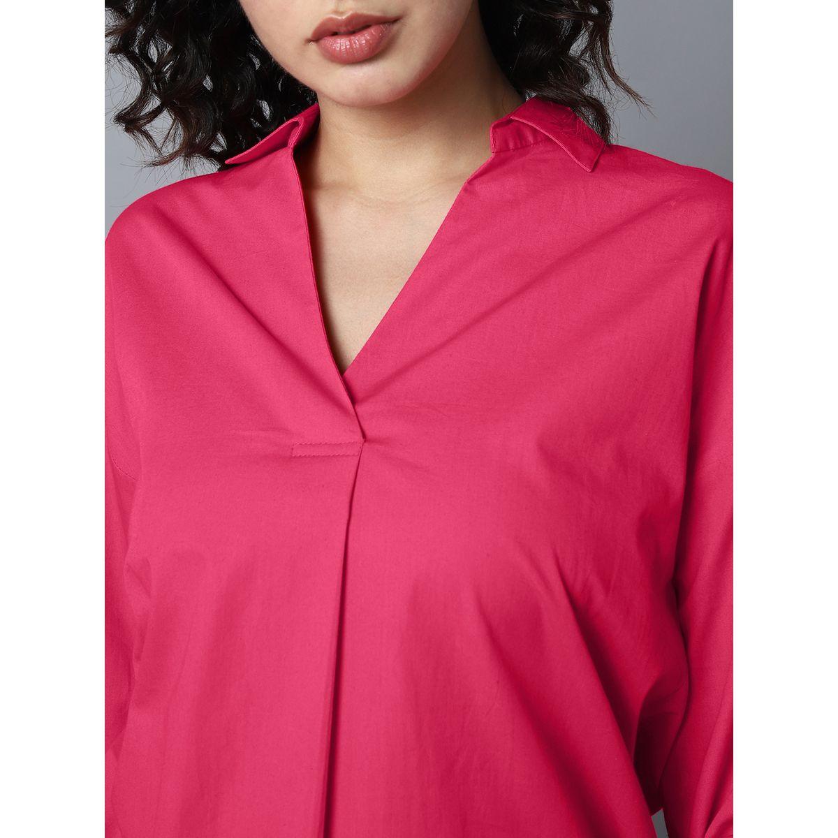 بلوزة قطن مع اكمام بطية وحلية معدنية هاي ستار × ستايلي-women-clothing-shirtsandblouses-blouses-image-4