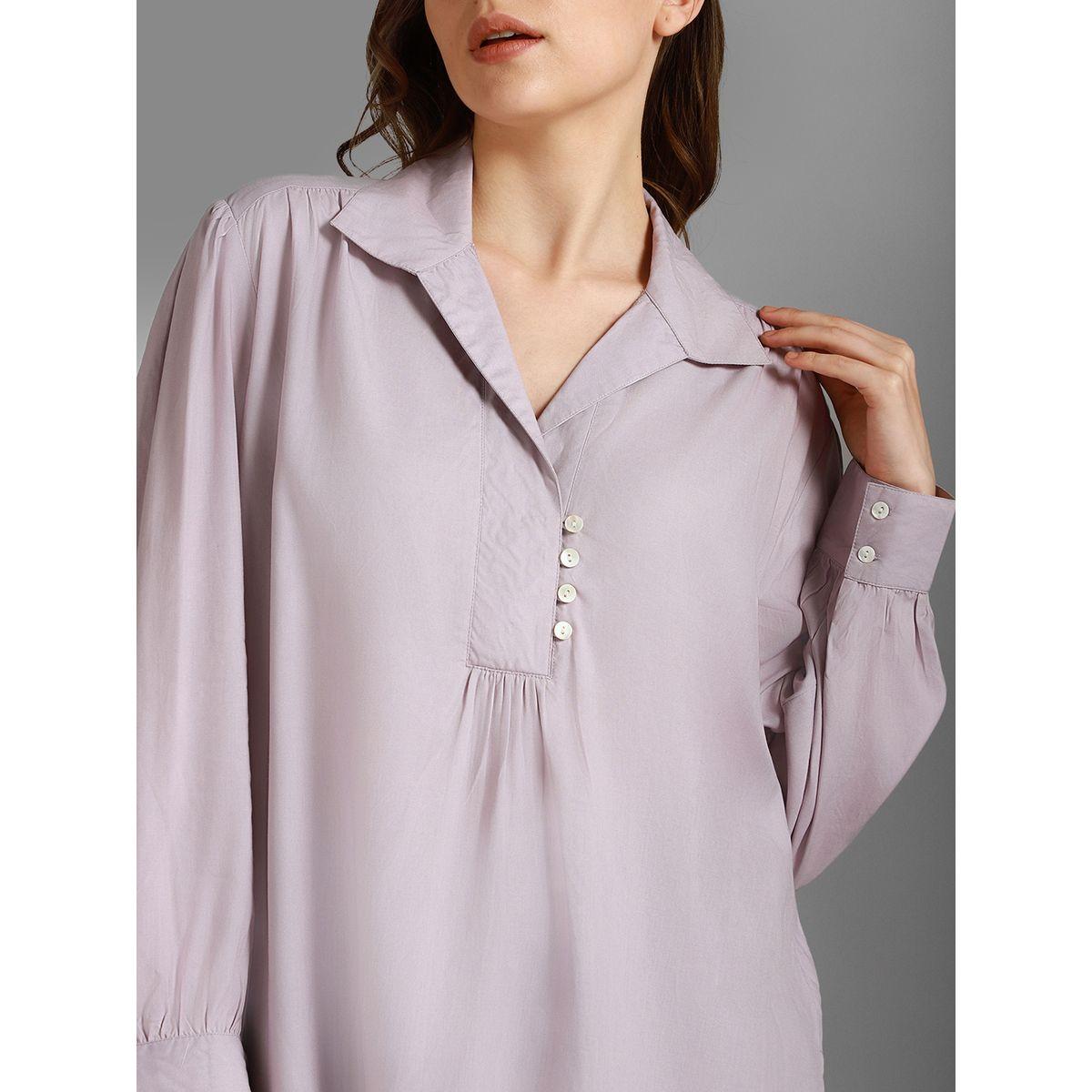 بلوزة قطن بقصة مريحة مع ازرار هاي ستار × ستايلي-women-clothing-shirtsandblouses-shirts-image-3