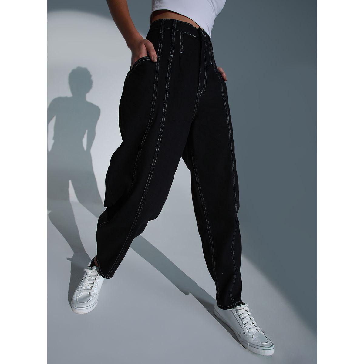 Hubberholme X Styli  High Rise Balloon Fit Jeans with Pockets-women-clothing-bottoms-jeans-image-2