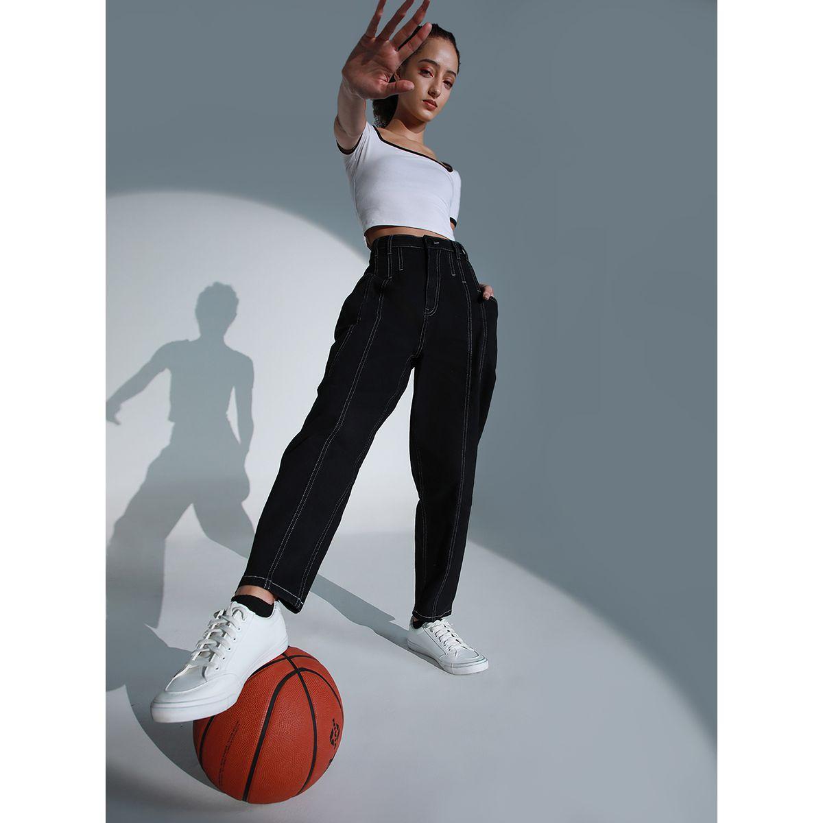 Hubberholme X Styli  High Rise Balloon Fit Jeans with Pockets-women-clothing-bottoms-jeans-image-7