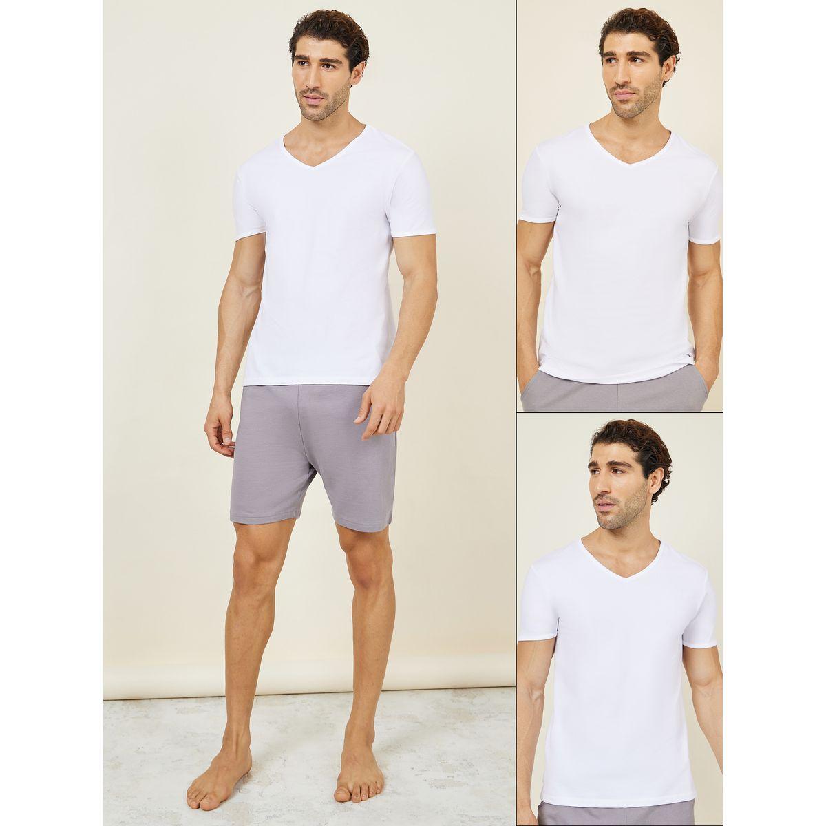 Styli Unwind Pack of 2 - Cotton Stretch V Neck Short Sleeves Vest-men-clothing-tshirtsandpolos-tshirts-image-1