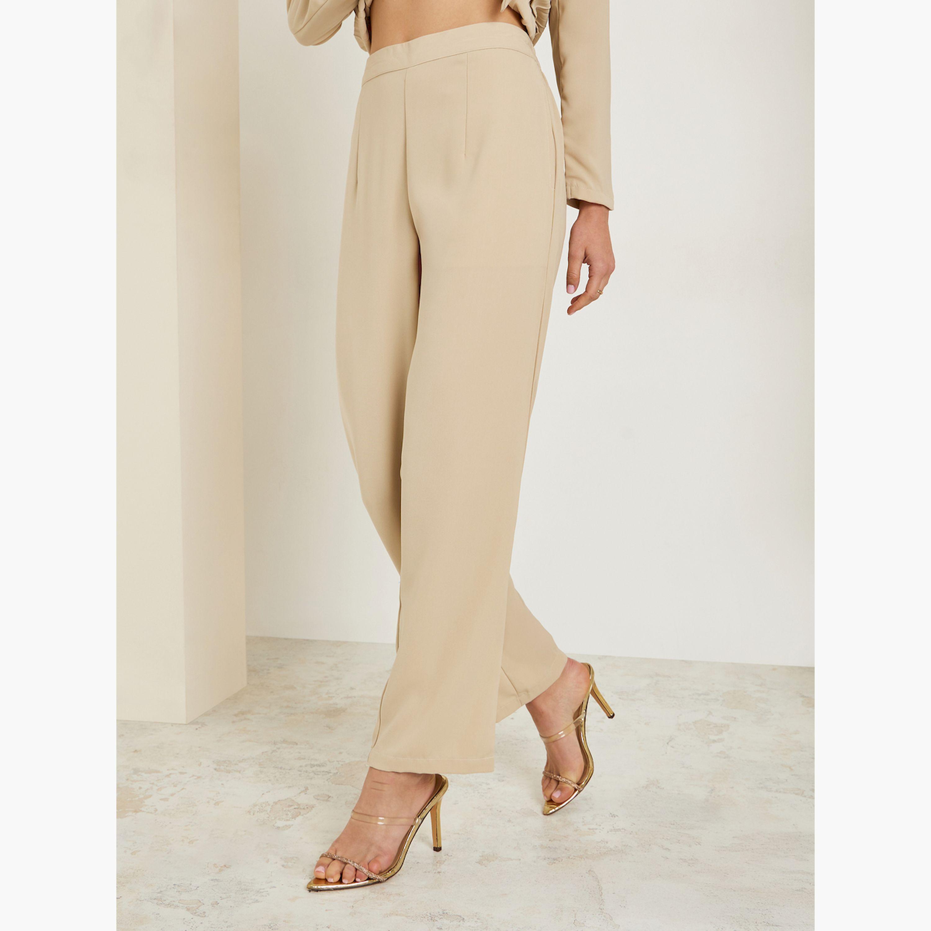 Styli Beige Pleated Blazer and Trousers Co-Ords-women-clothing-coordsets-image-5