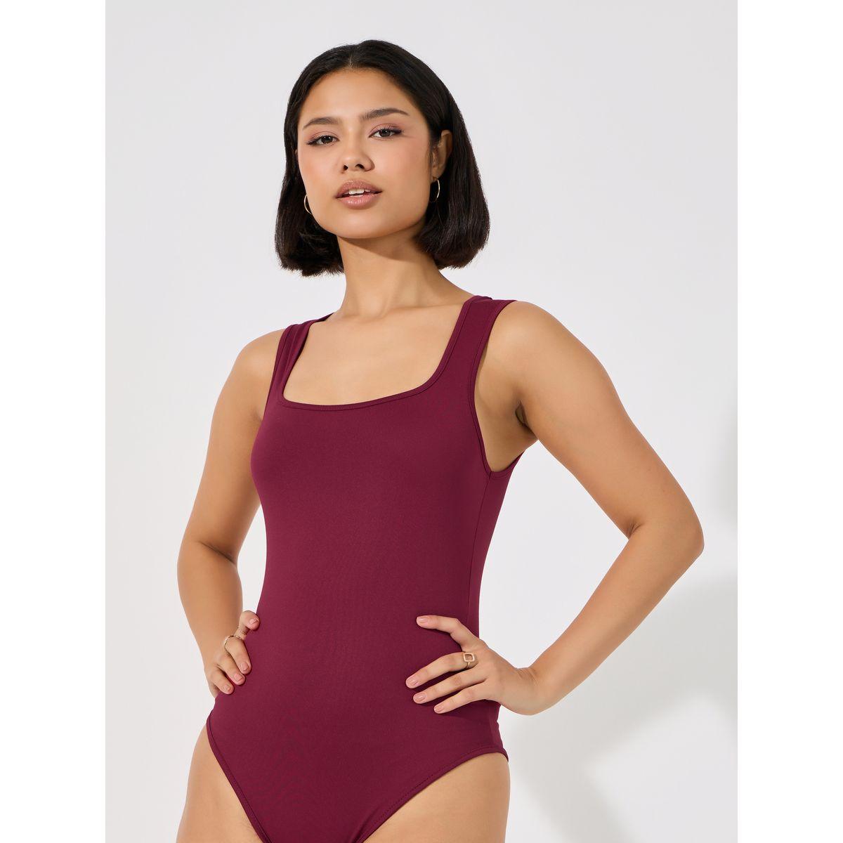 Styli Solid Knit Sleeveless Square Neck Bodysuit-women-clothing-tshirts-image-1