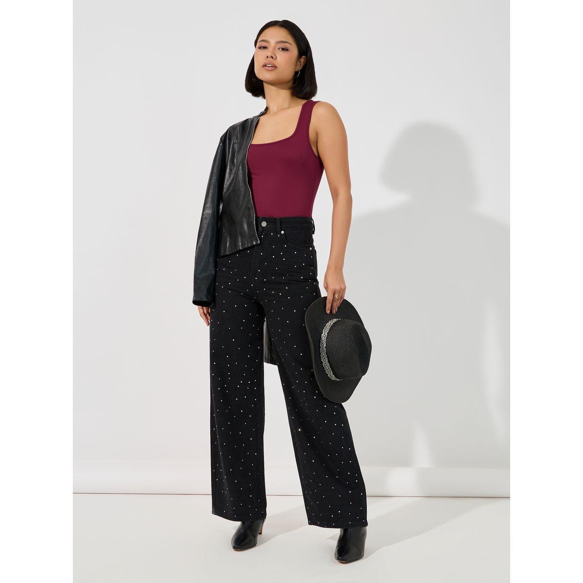 Styli Solid Knit Sleeveless Square Neck Bodysuit-women-clothing-tshirts-image-2