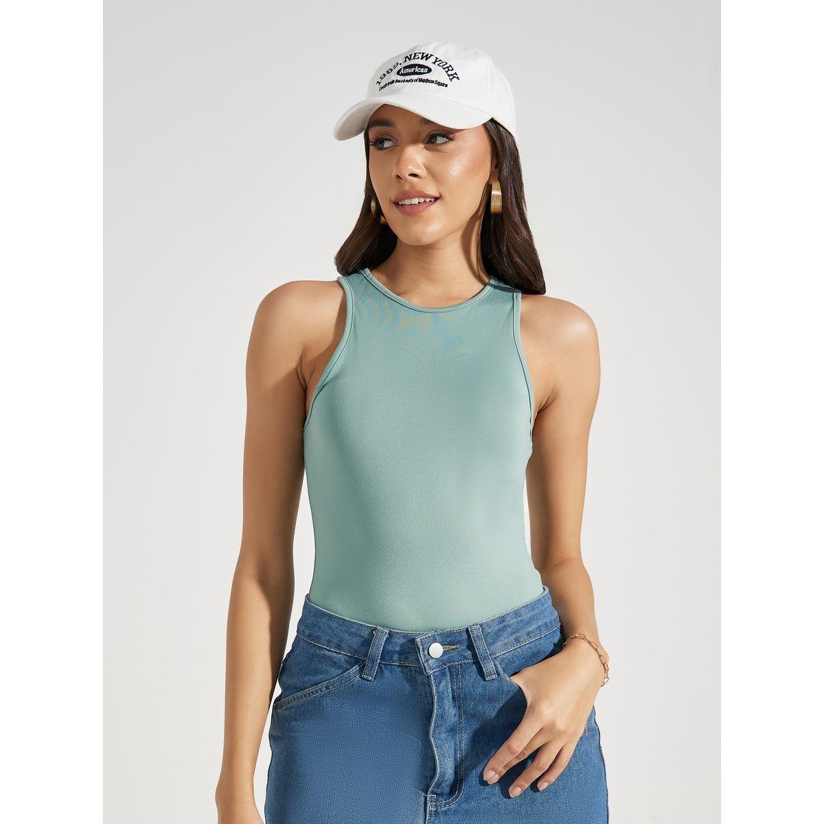 Styli Solid Knit Sleeveless Round Neck Bodysuit-women-clothing-tshirts-image-2